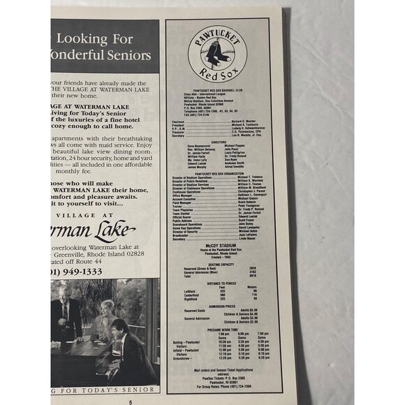 PAWSOX 91 Pawtucket Red Sox 1991 Souvenir Program Yearbook Official Scorecard Sc - Picture 4 of 12